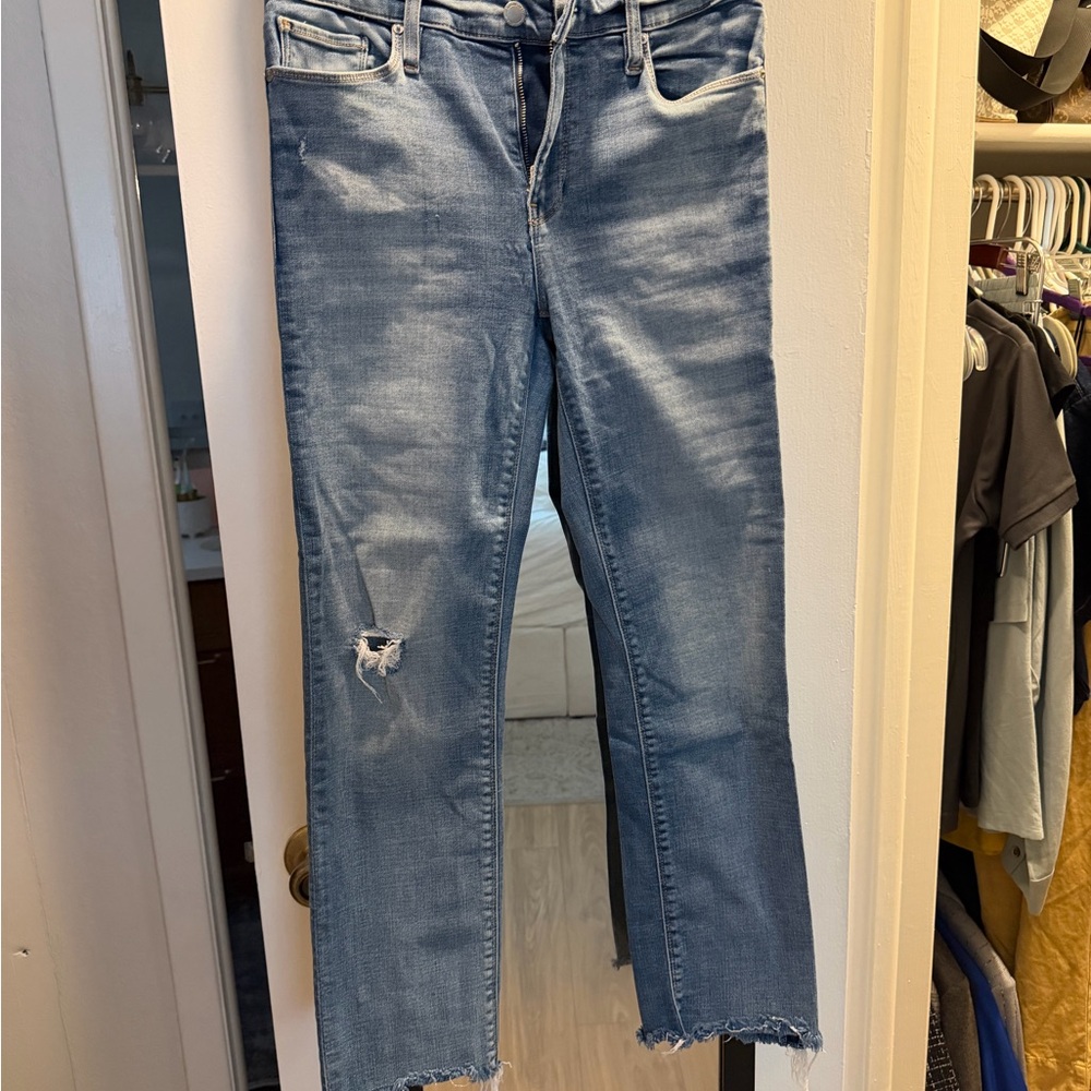 Hudson Light Wash Distressed Straight Jeans